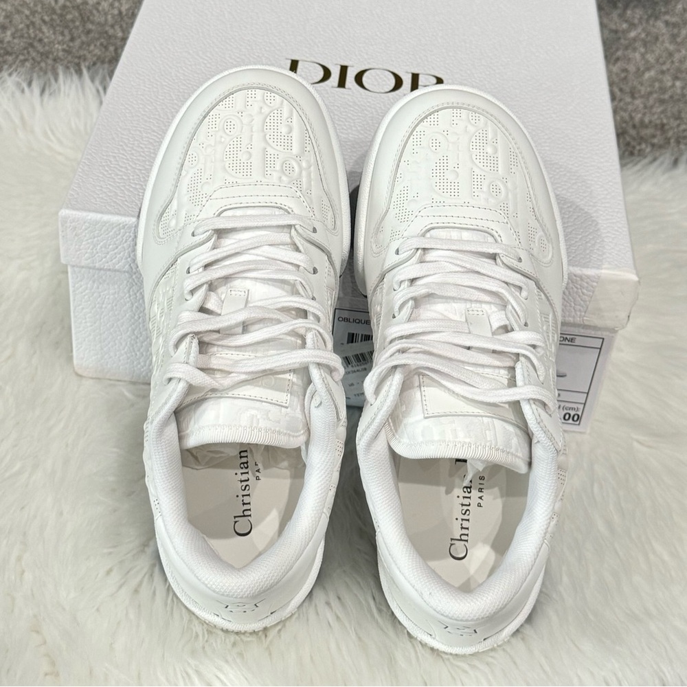 SOLD‼️Christian Dior - Dior One White Oblique Perforated Calfskin Womens Sneaker - Picture 8 of 14